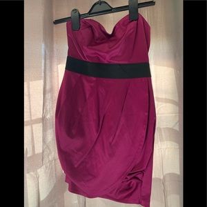 Purple strapless dress